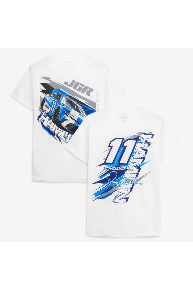 Men's Joe Gibbs Racing Team Collection  White Denny Hamlin #11 Progressive T-Shirt, Alternate, color, White