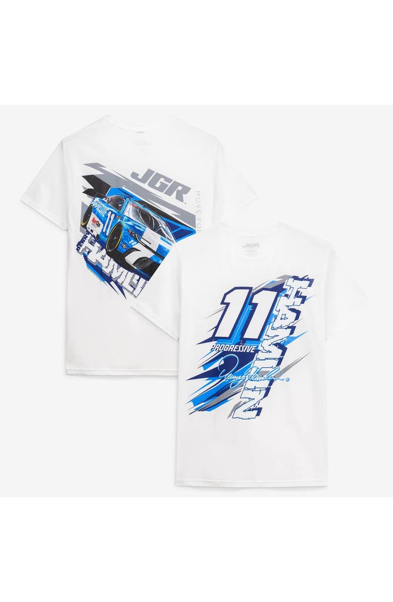 JOE GIBBS RACING TEAM COLLECTION Men's Joe Gibbs Racing Team Collection  White Denny Hamlin #11 Progressive T-Shirt, Alternate, color, White