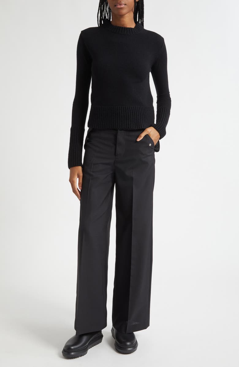 Sacai Crewneck Wool Sweater, Alternate, color, Black