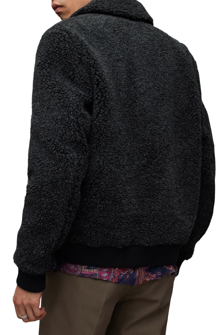 Faux Shearling Buzz Bomber Jacket, Alternate, color, CINDER MARL
