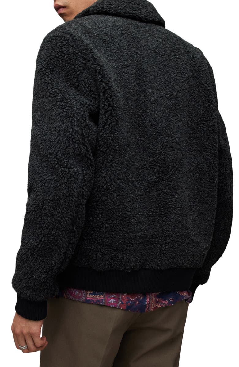 AllSaints Faux Shearling Buzz Bomber Jacket, Alternate, color,