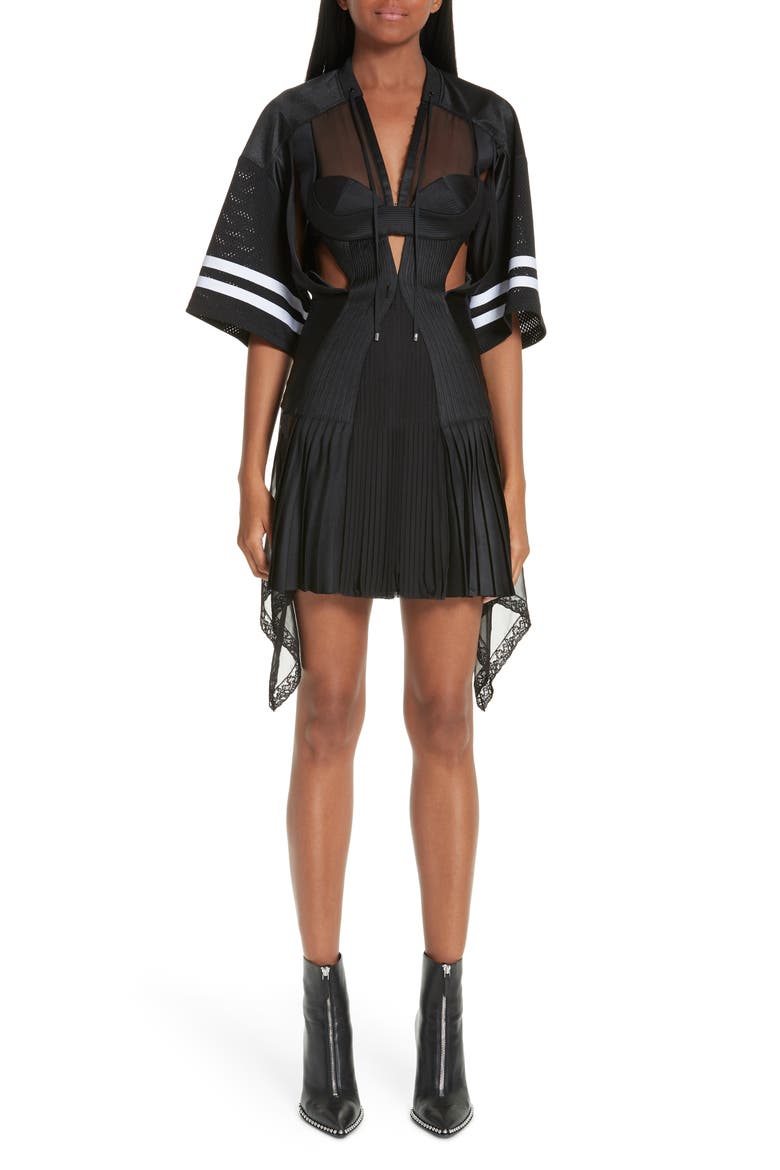 Football Jersey Dress, Main, color, BLACK