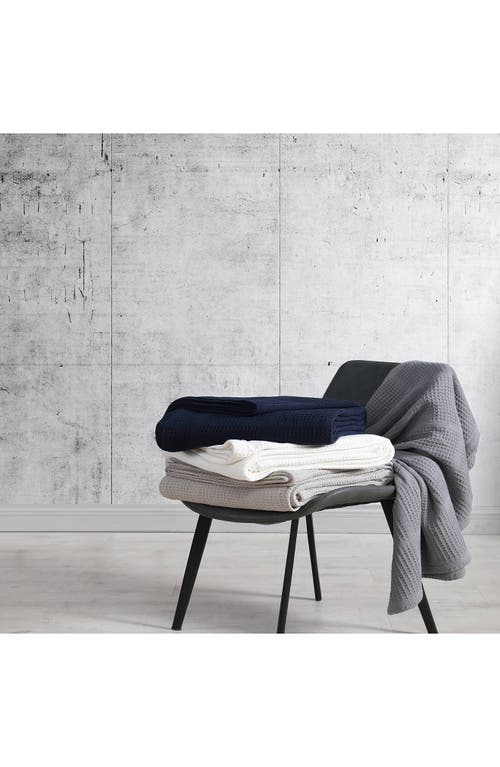 Kenneth Cole New York Essentials Waffle Stitch Blanket In Grey