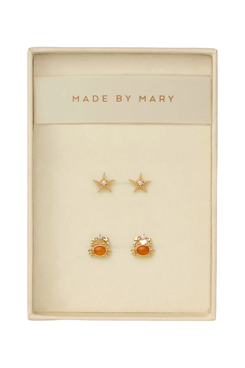 Low Tide Crab Stud Earrings Set, Main, color, Gold Vermeil