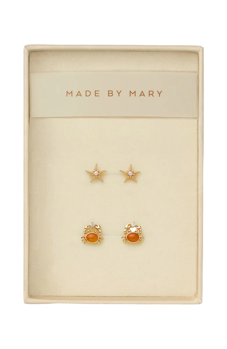 MADE BY MARY Low Tide Crab Stud Earrings Set, Main, color, Gold Vermeil