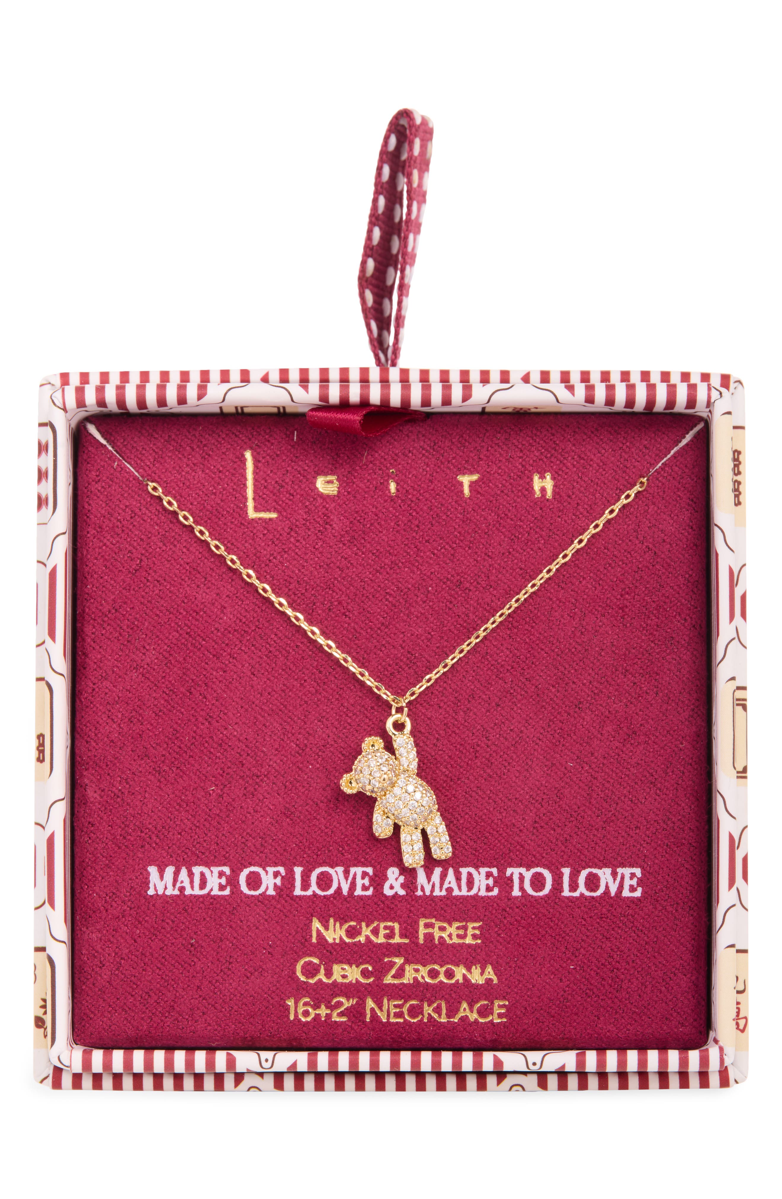 Pavé Cubic Zirconia Bear Pendant Necklace
