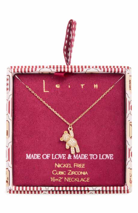 Pavé Cubic Zirconia Bear Pendant Necklace