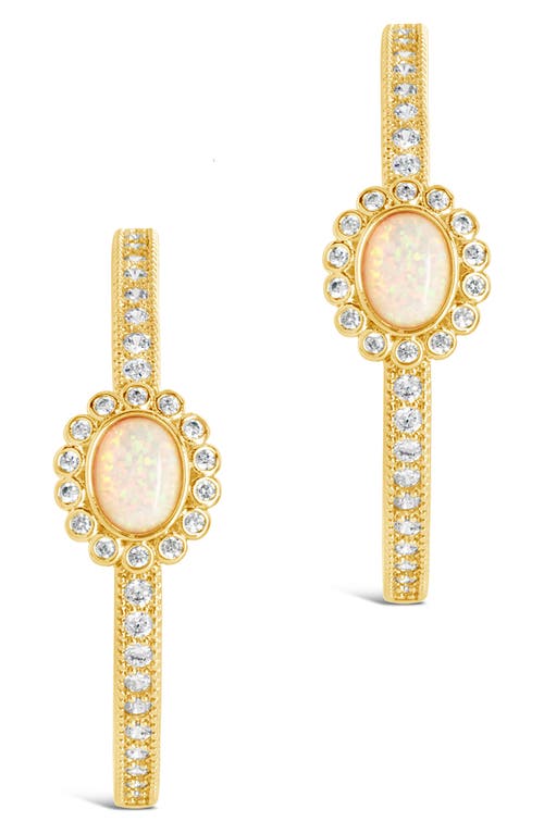 Sterling Forever Carina Cubic Zirconia Opal Hoop Earrings In Gold