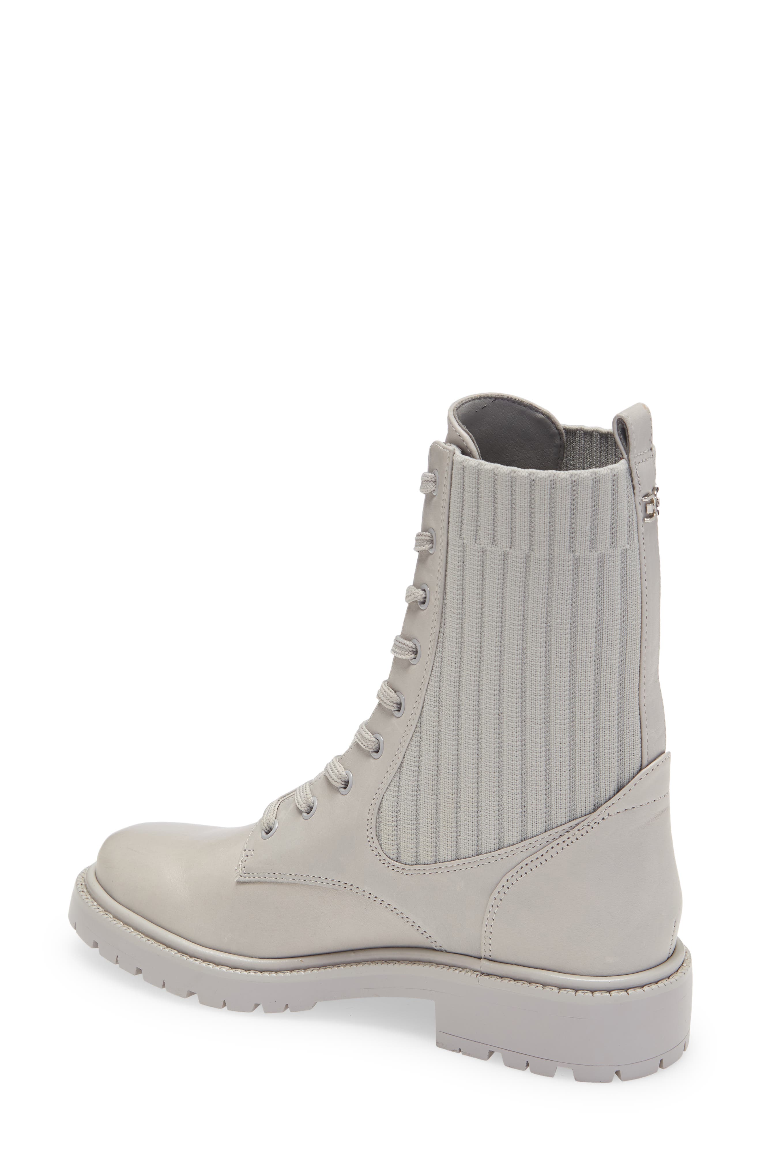 Lydell Mixed Media Lug Sole Combat Boot, Alternate, color, PEBBLE GREY