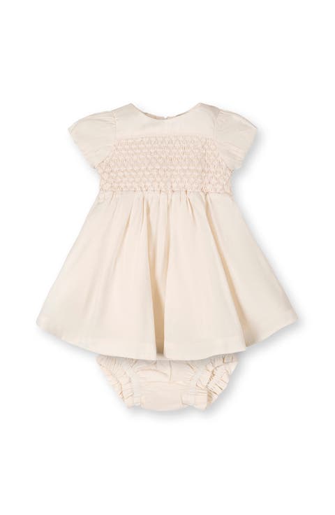 Linen Smocked Puff Sleeve Dress (Baby)