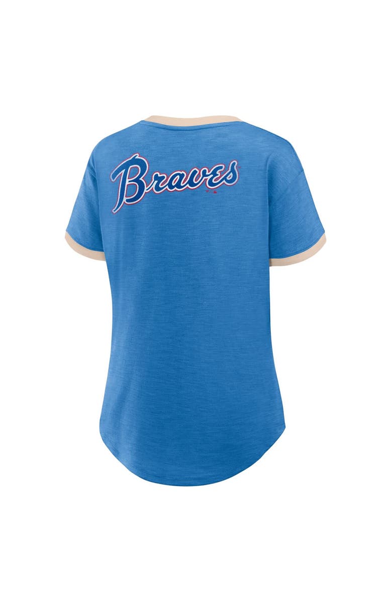 FANATICS Women's Fanatics Royal Atlanta Braves Binge Worthy Stadium Slub V-Neck T-Shirt, Alternate, color,