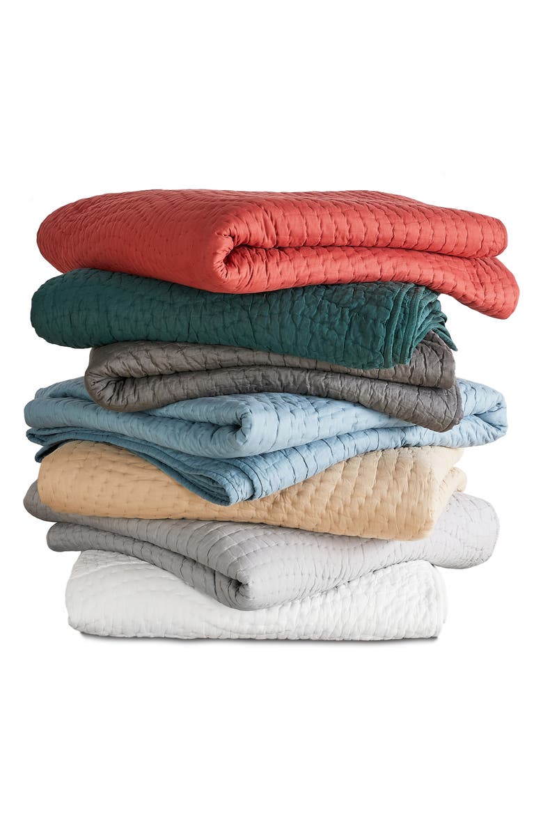 MELANGE HOME Voile Solid Cotton Quilt & Sham Set, Alternate, color, Light Grey