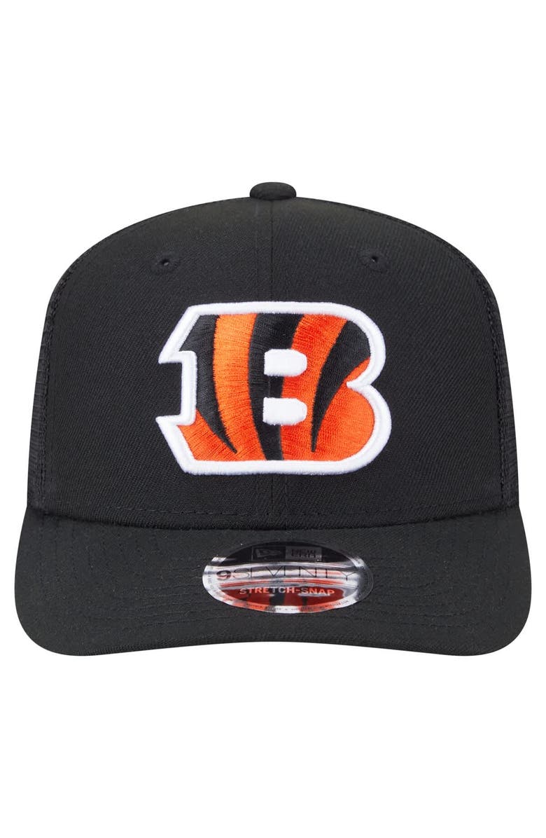 New Era Men's New Era Black Cincinnati Bengals Main Trucker 9SEVENTY Stretch-Snap Hat, Alternate, color, Black