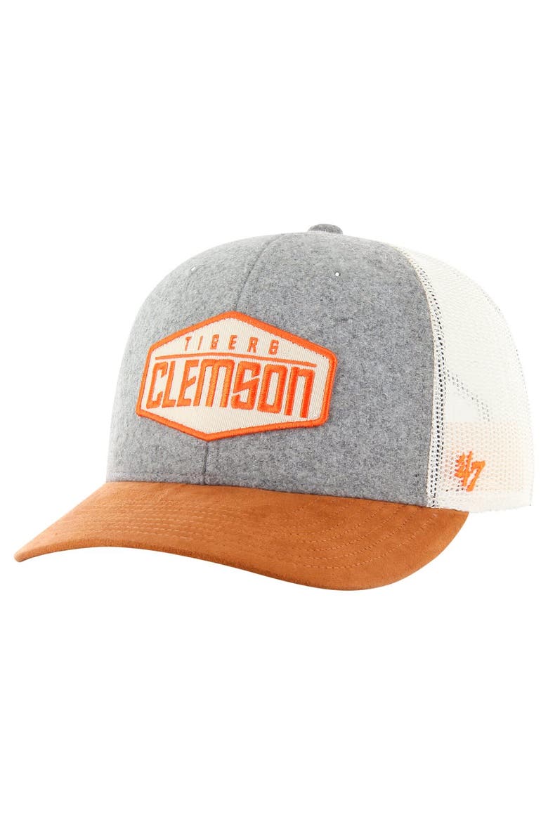 Men's '47 Heather Gray Clemson Tigers Drover Trucker Adjustable Hat, Main, color, Heather Gray