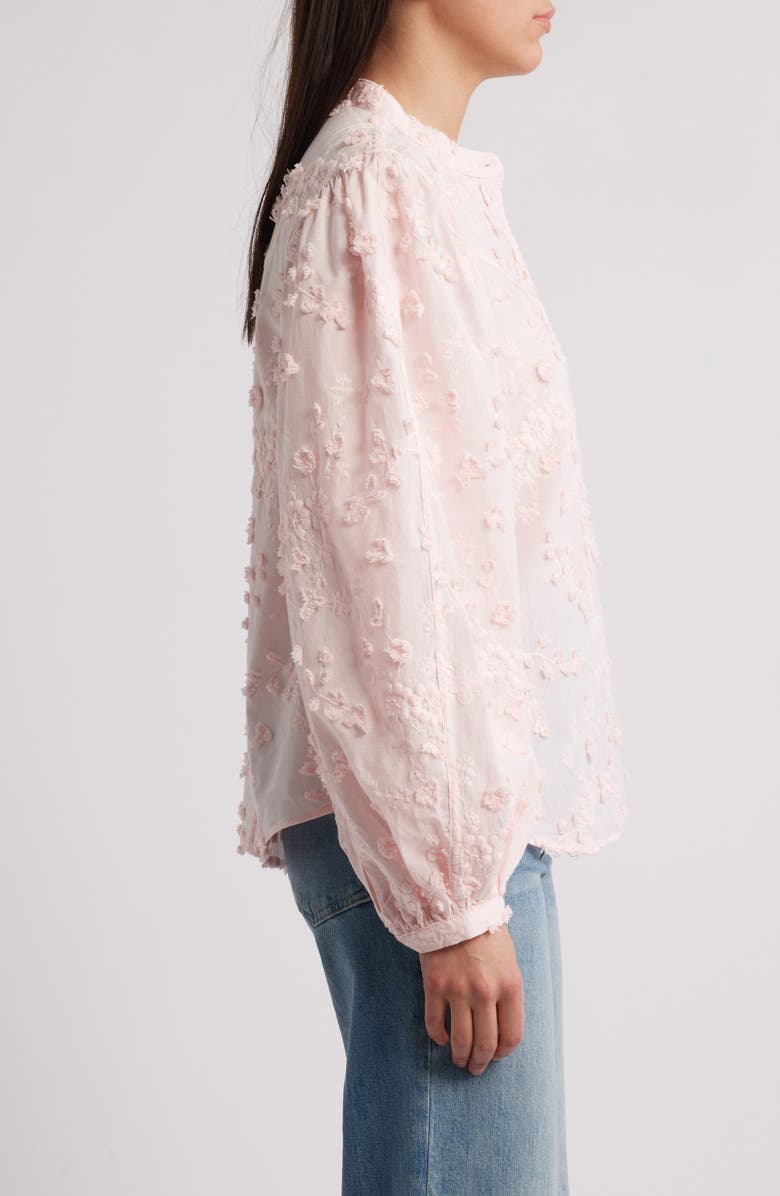 & Other Stories Floral Embroidery Puff Sleeve Shirt, Alternate, color, Pink Dusty Light