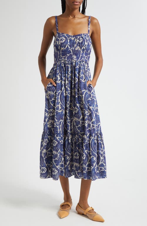 Ulla Johnson Nadine Floral Cotton Blend Sundress In Blue