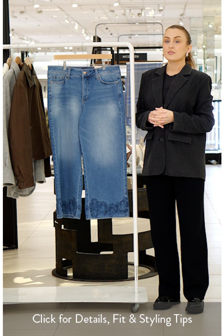 Teresa Floral Hem High Waist Ankle Wide Leg Jeans video