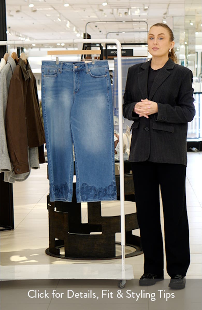 Teresa Floral Hem High Waist Ankle Wide Leg Jeans, sales video thumbnail