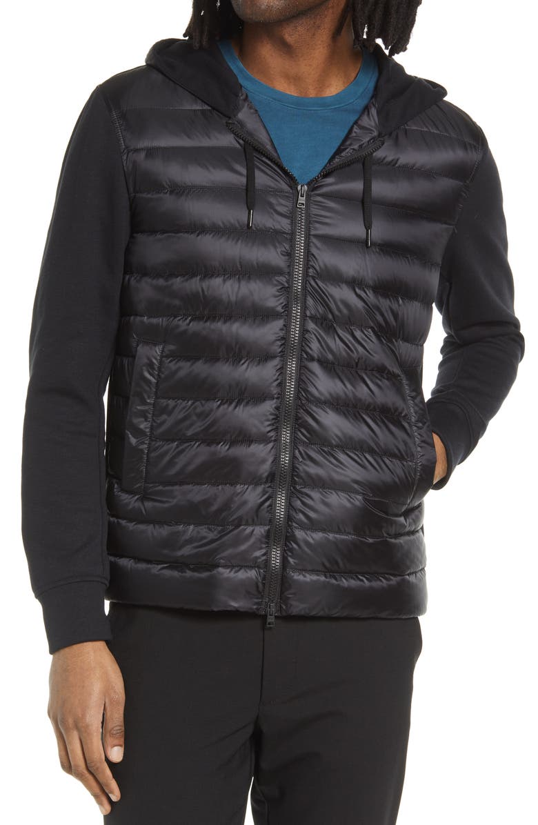 Herno Men's Fleece & Quilted Down Hooded Jacket, Alternate, color, 