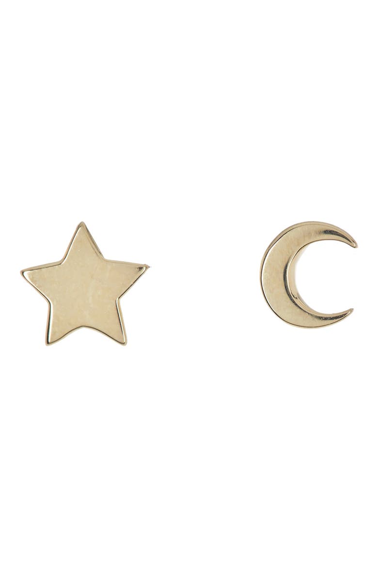 14K Yellow Gold Mismatched Stud Earrings, Main, color, GOLD