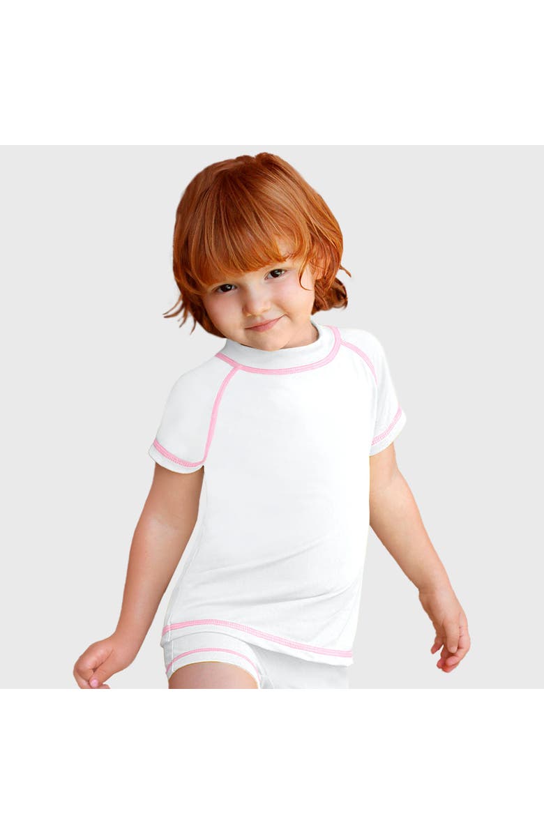 City Threads USA-Made Baby Girls UPF 50+ Short Sleeve Rashguard, Main, color, White