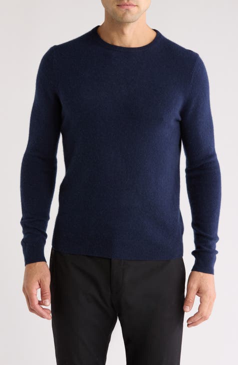 Nordstrom Mens Shop Cashmere offers Crew Neck Textured Sweater Large Blue Raglan Sleeve