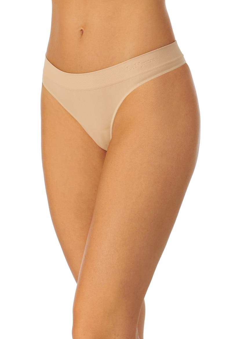 Seamless Comfort Thong, Main, color, IVORY/ TAN PRINT