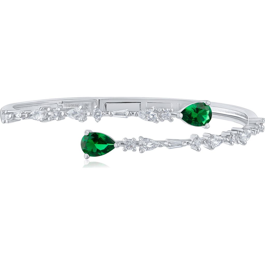Cz By Kenneth Jay Lane Cubic Zirconia Bangle Bracelet In Green/silver