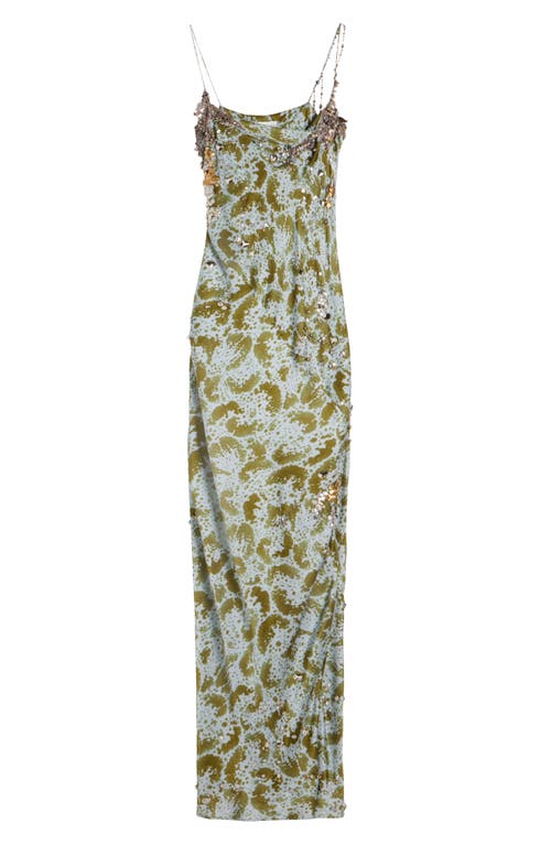 DRIES VAN NOTEN DRIES VAN NOTEN DERYL ORCHID PETAL PRINT EMBELLISHED SILK COLUMN GOWN