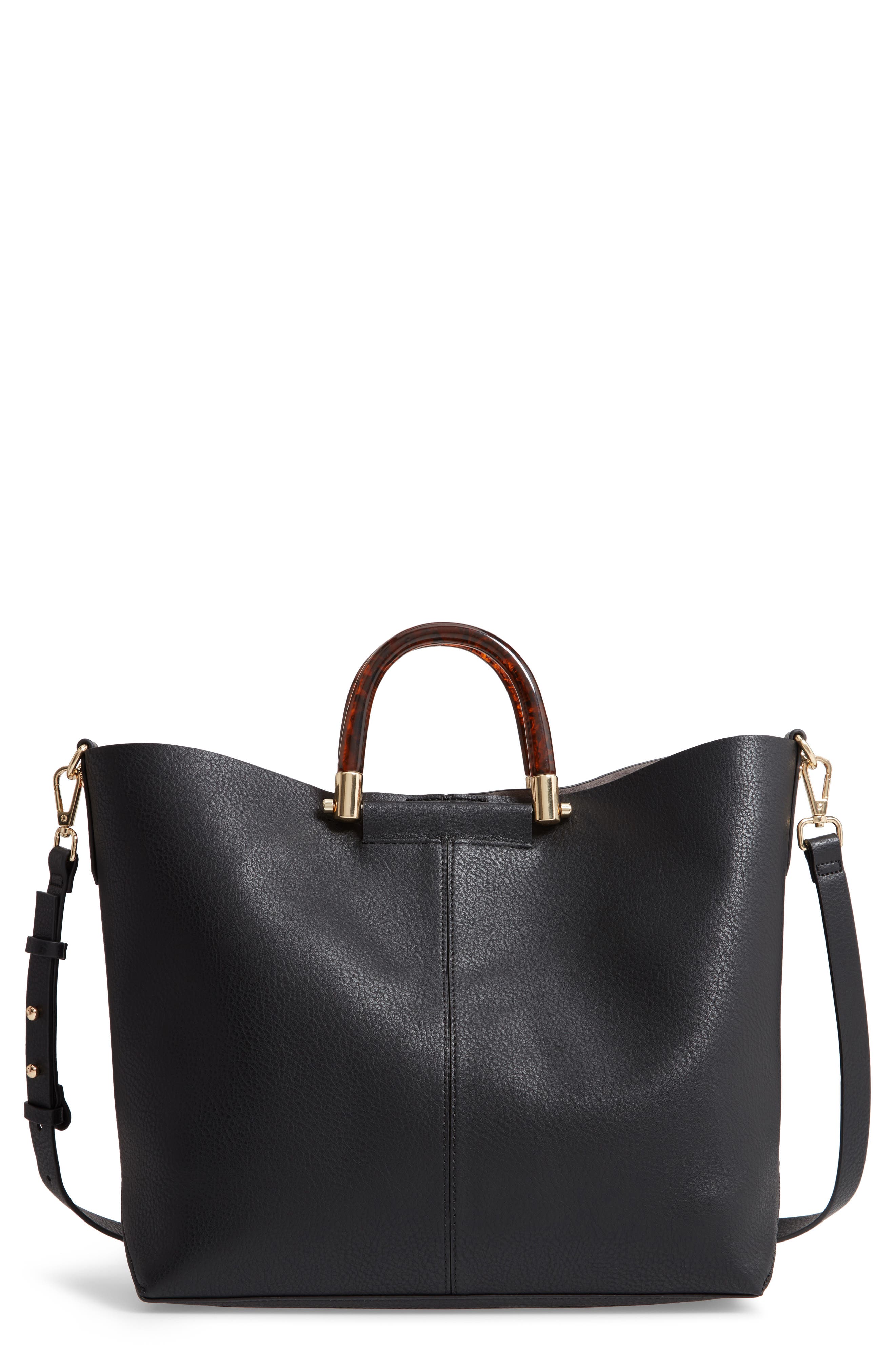 Topshop Sallie Tortoiseshell Handle Tote, Main, color, 