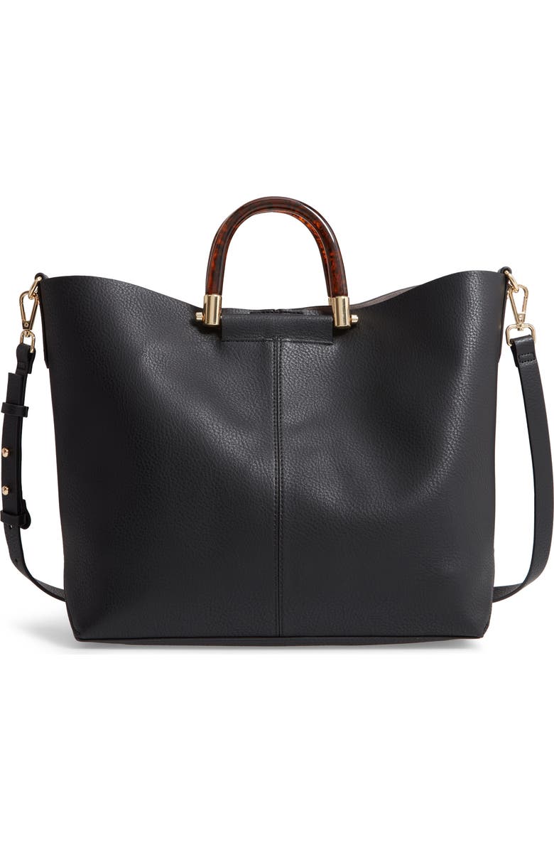 Topshop Sallie Tortoiseshell Handle Tote, Main, color,