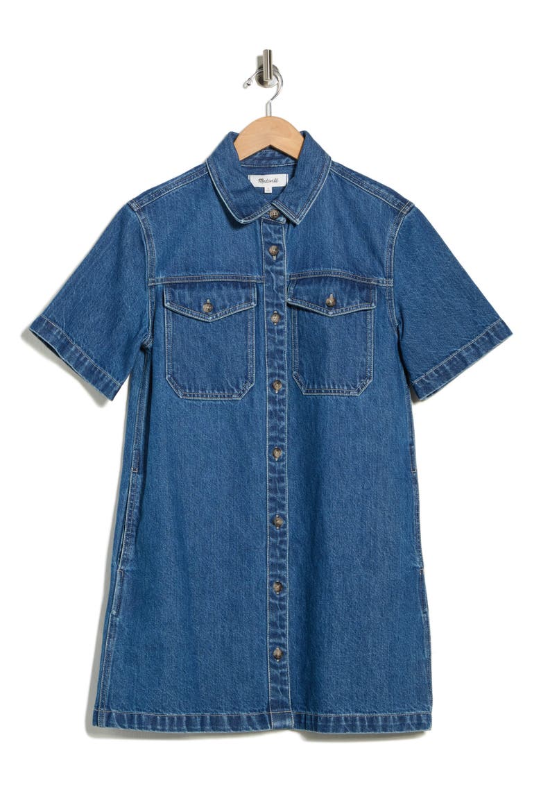 Oversize Denim Mini Shirtdress, Alternate, color, DEMARCO WASH