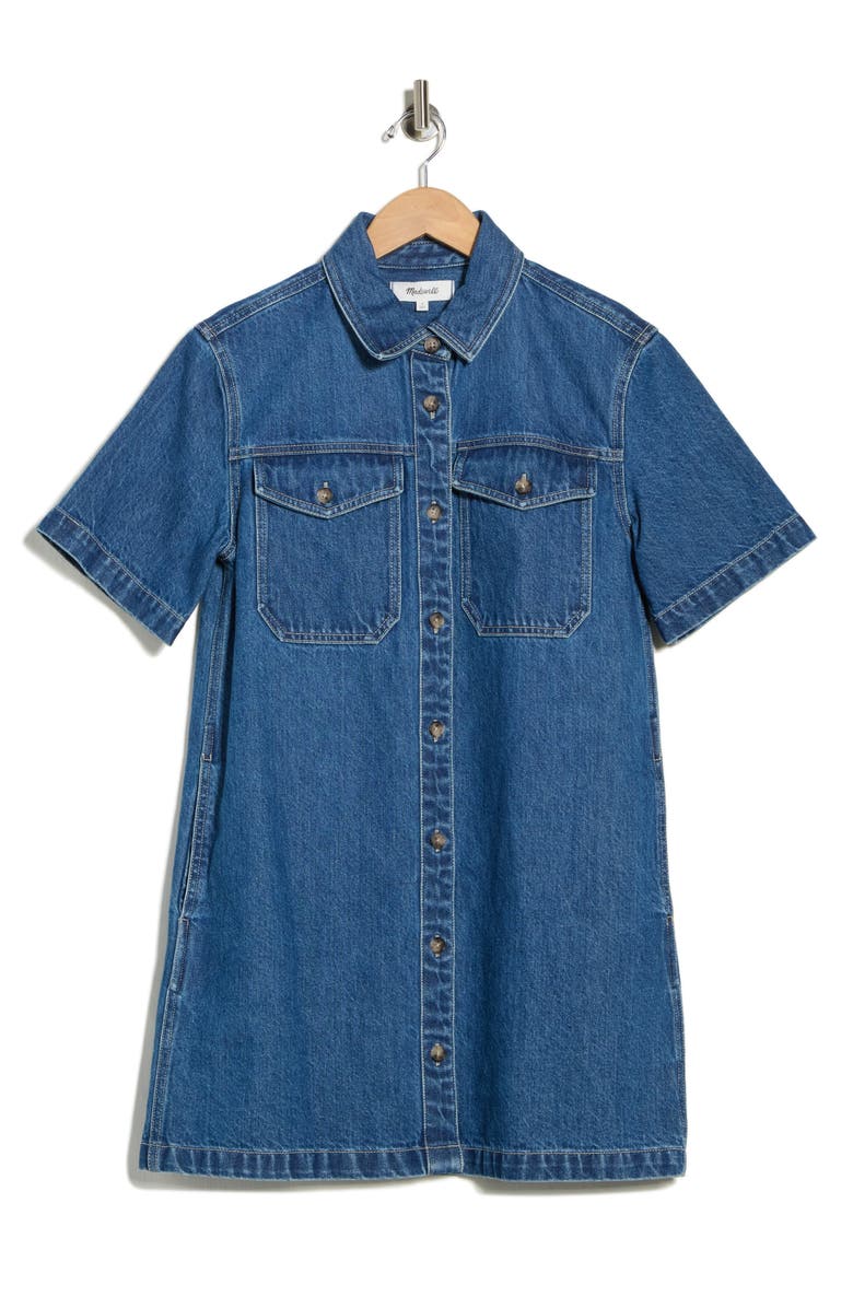 Madewell Oversize Denim Mini Shirtdress, Alternate, color, Demarco Wash