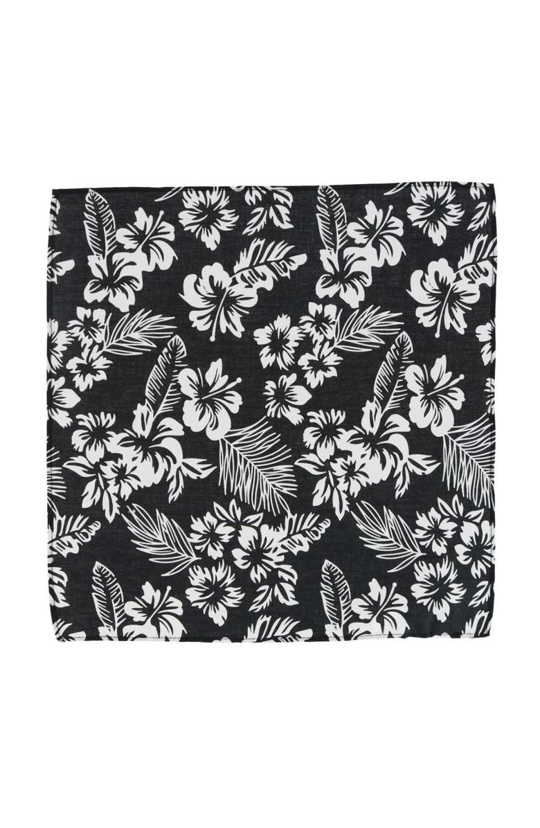 Trafalgar Mana Hawaiian Print Handkerchief, Alternate, color, Black