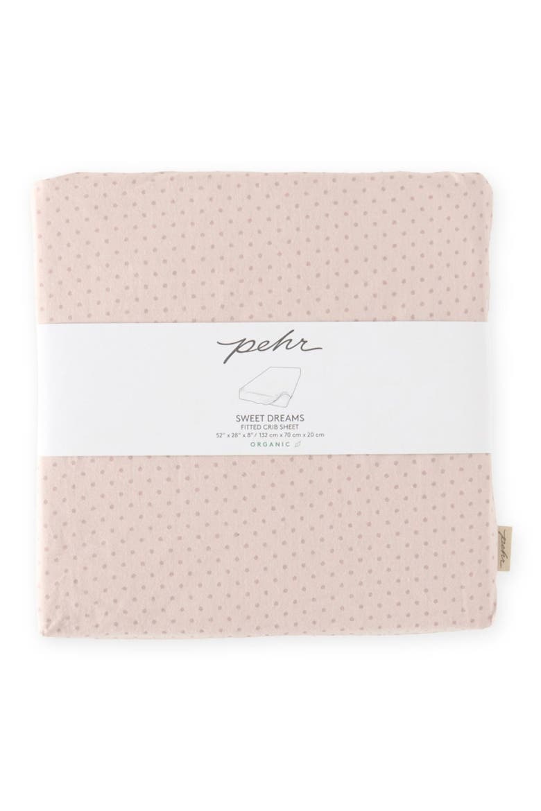Pin Dot Organic Cotton Crib Sheet, Alternate, color, PIN DOT PEONY