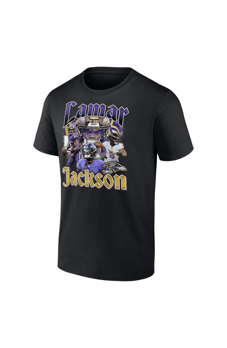 FANATICS Men's Fanatics Lamar Jackson Black Baltimore Ravens Notorious Player Graphic T-Shirt, Alternate, color, Black