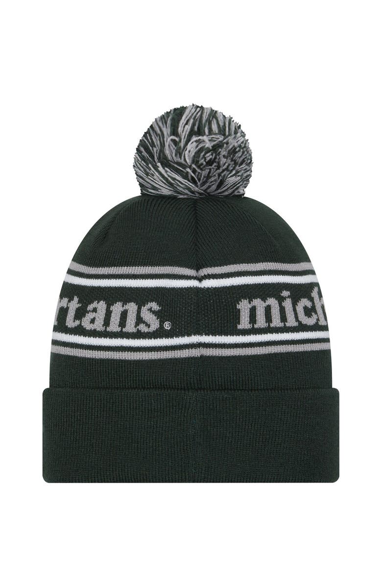 New Era Men's New Era Green Michigan State Spartans Marquee Cuffed Knit Hat with Pom, Alternate, color, Green