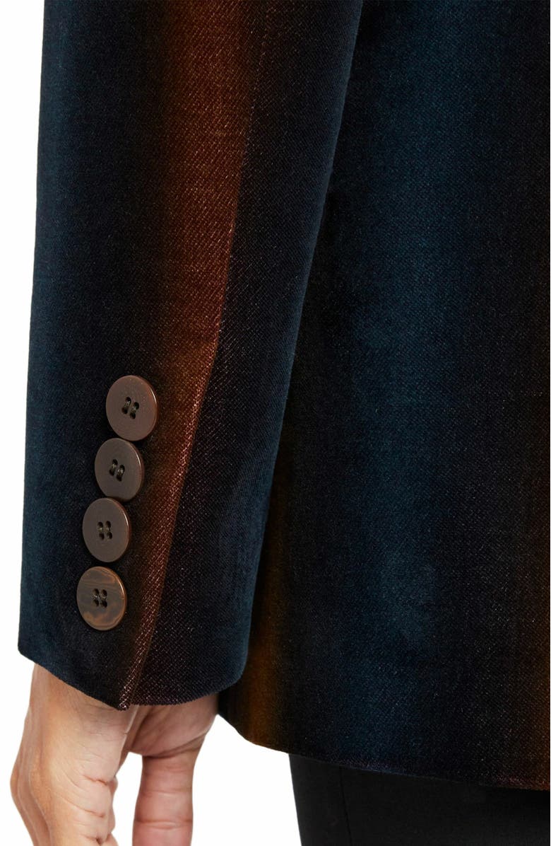 Santorelli ENRICA Double Button Blazer in Ombre Striped Velvet, Alternate, color, 