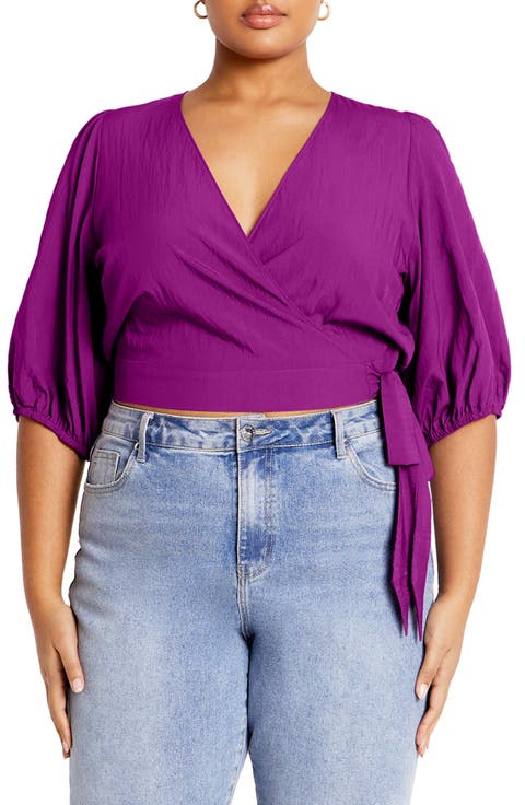 Kira Faux Wrap Crop Top (Plus)
