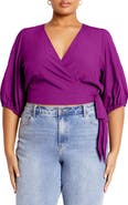 City Chic Kira Faux Wrap Crop Top