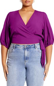City Chic Kira Faux Wrap Crop Top