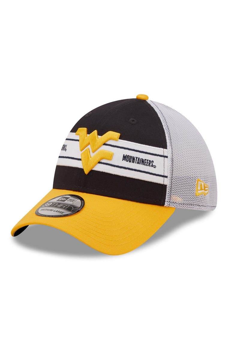 Men's New Era Navy/Gold West Virginia Mountaineers Banded 39THIRTY Flex Hat, Alternate, color, Navy