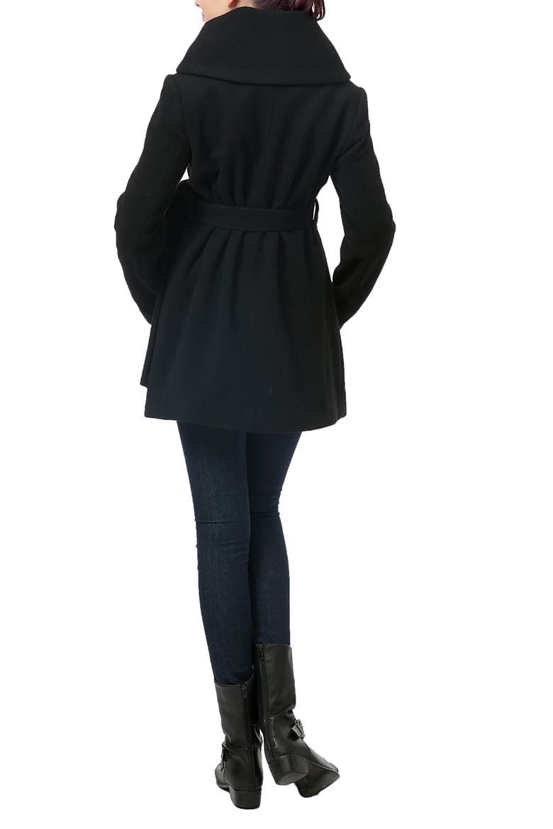 Mia High Collar Wool Blend Maternity Coat, Alternate, color, BLACK