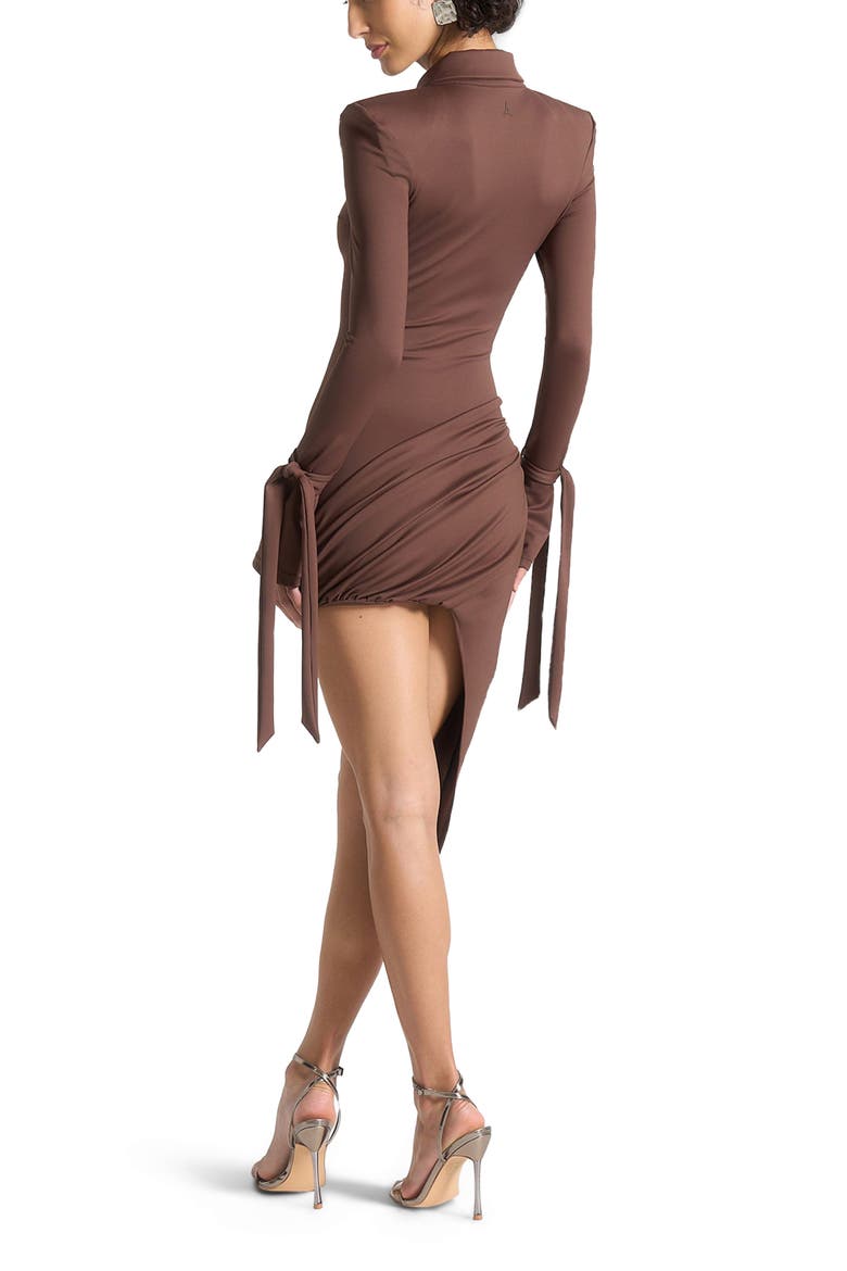 Diane Draped Asymmetric Mini Dress, Alternate, color, Brown