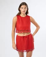 Onia Air Linen Scallop Tank Top