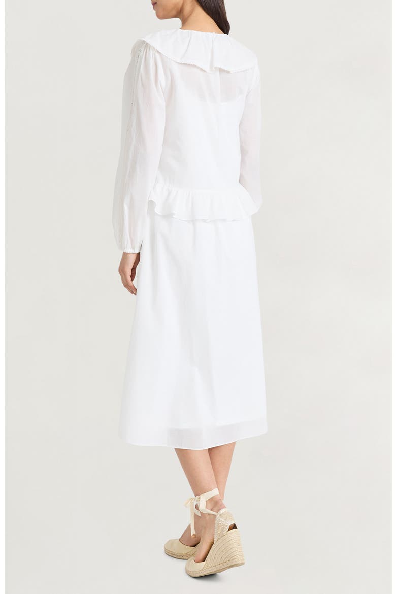 Ruffle Long Sleeve Midi Dress, Alternate, color, IVORY