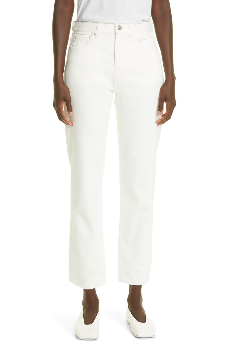 TOTEME Twisted Seam High Waist Straight Leg Crop Jeans, Main, color, 