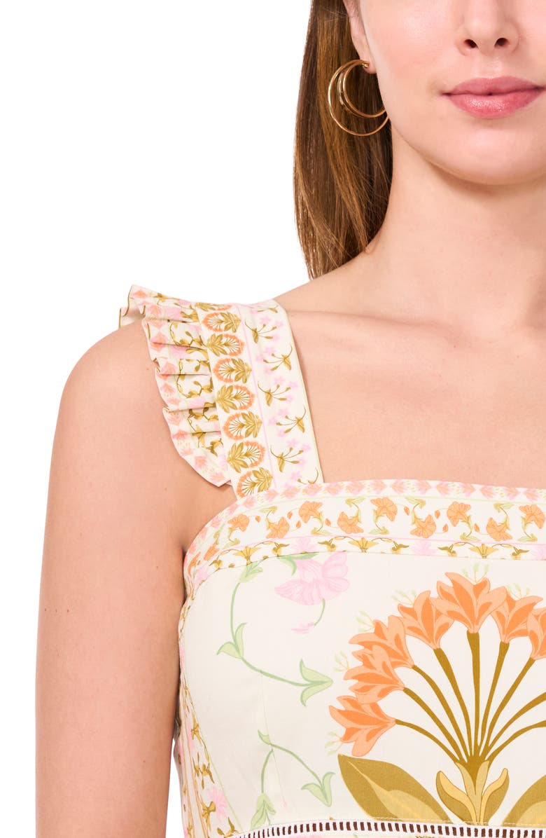 CeCe Print Pintuck Sleeveless Midi Dress, Alternate, color, New Ivory