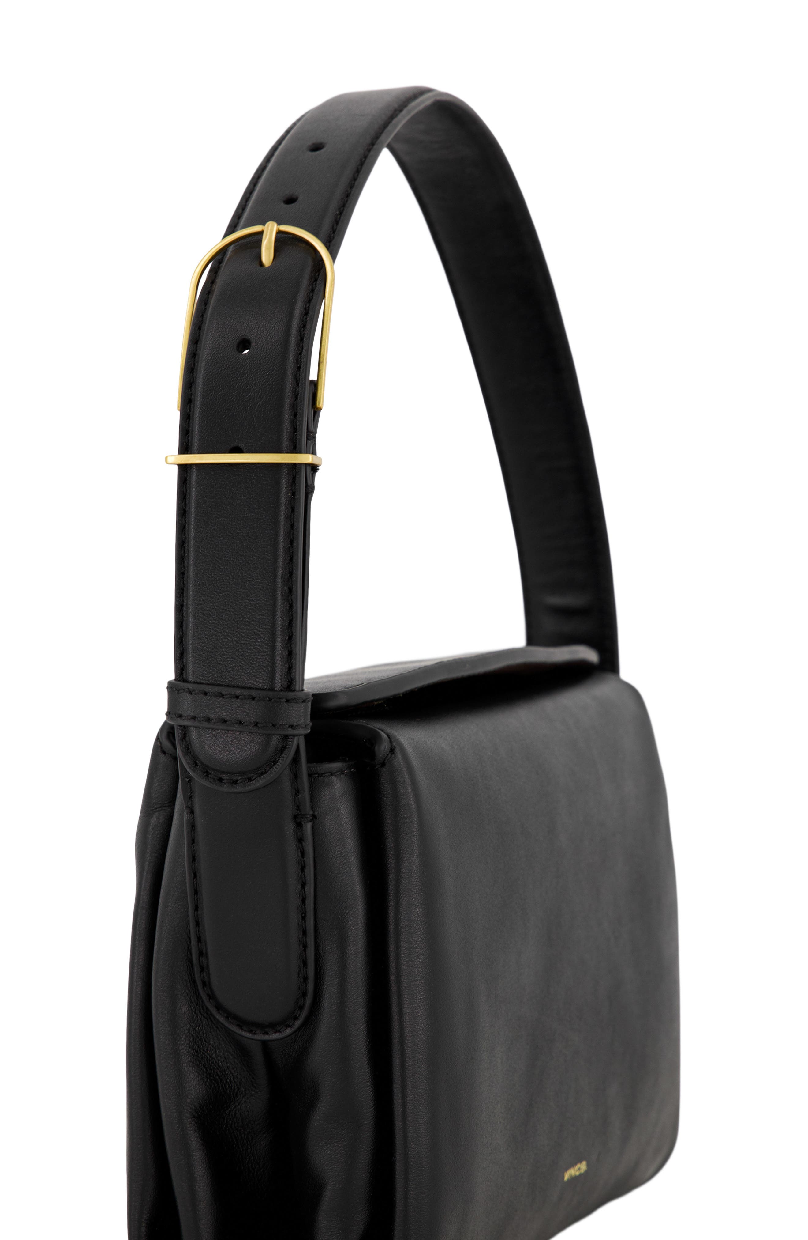 Vince Sidney Boxy Nappa Leather Shoulder Bag, Alternate, color, Black