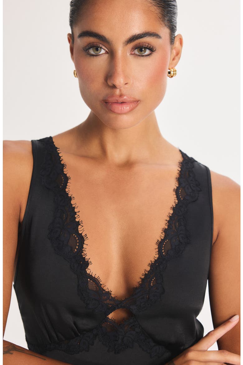 Noir Satin Minidress, Alternate, color, BLACK CAVIAR